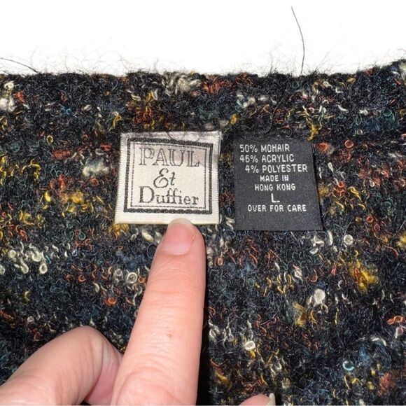 Paul Et Duffier Mohair Acrylic Multi Color Knit Button Down Cardigan Size Large - Picture 4 of 7
